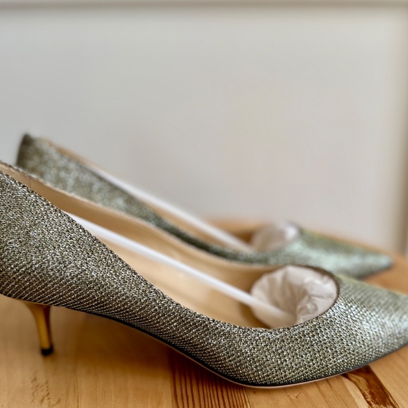 NIB Jimmy Choo Glitter Kitten Heel Pumps in Light Bronze Sz 37 BRAND NEW! - Picture 5 of 10
